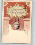 Mulhausen Mühlhausen sign. Hartmann B. Klapperstein zur Bestrafung böser Mäuler Strafe Künstlerkarte