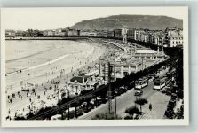 San Sebastian Donostia Foto AK Schwimmbad Strand Auto Straßenbahn