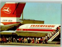 O1189 Schönefeld Interflug IL 62M Deutsche Demokratische Republik LKW Flughafen Foto AK