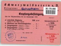 W7860 Schopfheim Schwarzwaldverein Beitragsquittung Schwarzwald