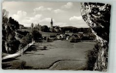 96197 W8601 Wonsees Gebrauchsspuren Panorama des Ortes mit Pfarrkirche St. Laurentius