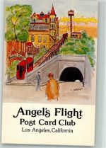 Los Angeles Lithographie Angels Flight Post Card Club Bergbahn