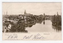 Calbe mit Totalansicht gelaufen von 1902. Gute Erhaltung.