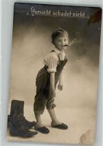 Vorsicht schadet nicht Kind Rauchen 1912 Foto AK