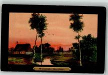 W2862 Worpswede Bauernhaus im Morgenrot N.K.G. No. 1103 Kunstgeschichte Worpswede 1906 Künstlerkarte