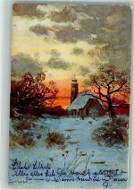 Einsame Kirche in der abendlichen Winterdämmerung Adelskorrespondenz Splitgerber, A. & F. 1903 Künstlerkarte