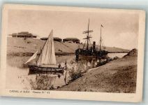Suez Foto AK Suez- Kanal Selgboot Dampfschiff