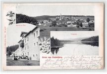 Fichtelberg. Totalansicht, Gasthof zu Post und Fichtelsee gelaufen. Oxydationsspuren, leichter Stempeldurchdruck, kleiner Knick oben und unten links, leicht fleckig, sonst gut erhalten