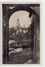 Oederan mit Blick durchs Tor auf die Kirche gelaufen von 1936. Gute Erhaltung.