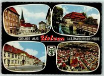 29525 W3110 Uelzen , Lüneburger Heide - Rathaus m. St. Marlenkirche Außenmühle Rathaus