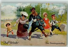 WK I Auf Urlaub Humor AK Thiele, Arthur 1916 Gebrauchsspuren