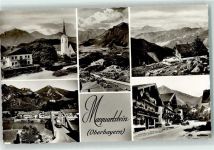 83250 W8215 Marquartstein Foto AK Kirche Brücke Omnibus