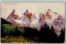 Eiger, Mönch und Jungfrau AK Berggesicht Künstlerkarte