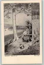 Abendstille Mutter und Kind Verlag Girtanner Nr. 9 AK Löwe, M.