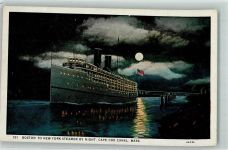 Boston Mondschein New York Steamer by Night , Cape Cod Canal, Mass. , Dampfer