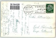 Linz Adolf Hitler Platz , Straßenbahn Litfaßsäule AK WK II 1938 Gebrauchsspuren