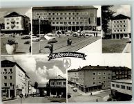 84478 W8264 Waldkraiburg Foto AK Wappen Bahnhof Sparkasse Oldtimer VW Käfer