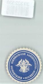 19053 O2750 Schwerin , Meckl Siegelmarke Landessteuer Direktion Blau Weiß