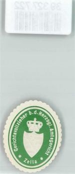 36452 O6201 Zella b Bad Salzungen Siegelmarke Justiz Gerichtsvollzieher b. d. Herzogl. Amtsgericht Zella