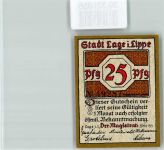 32791 W4937 Lage , Lippe Geldschein Notgeld Gutschein 25 Pfennig Maurer