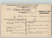 Dunkerque Kriegsgefangenenpost Ehms Feldpoststempel WK II Kriegsgefangener