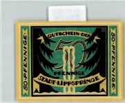 33175 W4792 Bad Lippspringe Geldschein Notgeld Gutschein 50 Pfennig Wassertrinkerin
