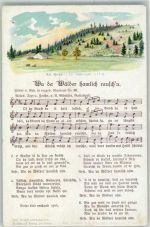 Bozi Dar Gottesgab Wu da Wälder hamlich rauschn Spielberg Erzgebirge Liederkarte Lithographie