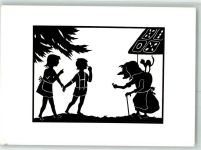 Hexe Scherenschnitt Hänsel und Gretel Künstlerkarte