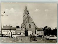 18356 O2380 Barth - Marktplatz St.Marien-Kirche Brunnen