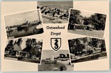 18374 O4241 Zingst , Ostseebad - im Hafen Karl Marx Platz mit Milchbar Wappen