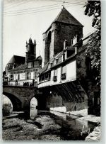 77250 Moret-sur-Loing Foto AK Maison Sauve porte de Bourgogne et l Eglise Brücke Geschäft