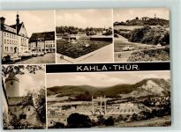07768 O6906 Kahla , Thür - Rathaus Schwimmbad Leuchtenburg Äußeren Burghof