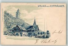 06556 O4730 Bad Frankenhausen ,Kyffhäuser Lithographie Kaffhäuser Denkmal