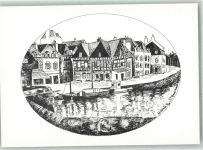 56400 Auray Künstlerkarte Saint Goustan Hafen Boot Schiff sign. Henriette Gorbitz