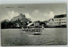 06198 O4114 Wettin - Stammschloss Binnenschiff Preußenfahne