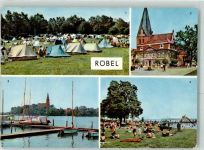 17207 O2070 Röbel - Zeltplatz Rathaus Blick nach Kobel Badeanstalt Segelboot
