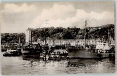 18546 O2355 Sassnitz Foto AK Fischereihafen mit Fischkuttern