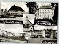 88477 W7959 Schwendi , Württ Foto AK Rathaus Schloss Schule Kirche Fa. weishaupt