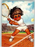 sign. Michel Thomas Les Petits Tennis 1986 Künstlerkarte