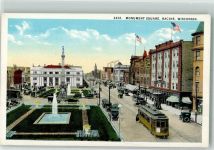Milwaukee - Straßenbahn Auto Oldtimer Denkmal Monument Square Racine
