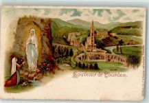65100 Lourdes Gebrauchsspuren Kirche Lithographie