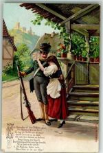 W5400 Stolzenfels Grenadier Mädchen Tracht Gewehr Uniform Lithographie