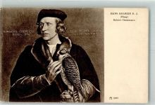 Hans Holbein Robert Chesemann mit einem Falken Raubvogel Künstlerkarte