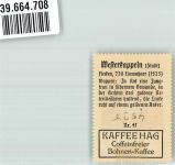 49492 W4535 Westerkappeln Vignette Wappensammelmarke Kaffee Hag Nr. 41