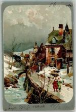 Februar Pierrot Monatsgrüße Guggenberger, T. 1903 Künstlerkarte