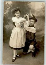 Tracht Studiokulisse Volkstanz 1913 Foto AK