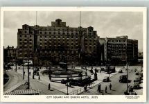 Leeds 1955 Foto AK City Sqaure Queens Hotel Auto LKW