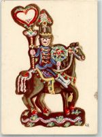Soldat auf Pferd Herz Blumen sign. Lik JVW Nr.42 Lebkuchen Künstlerkarte