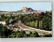 Athen Athenes Foto AK Denkmal Akropolis Auto