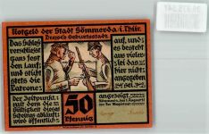 99610 O5230 Sömmerda 1921 Notgeldschein 50 Pfennig Dreyse`s Geburtsstadt